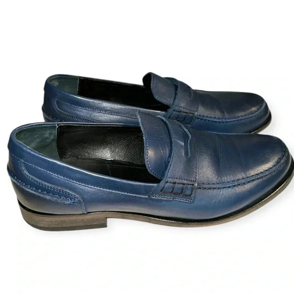 Girotti MEN`S BLUE PENNY LEATHER LOAFERS size 42 - Picture 2 of 8